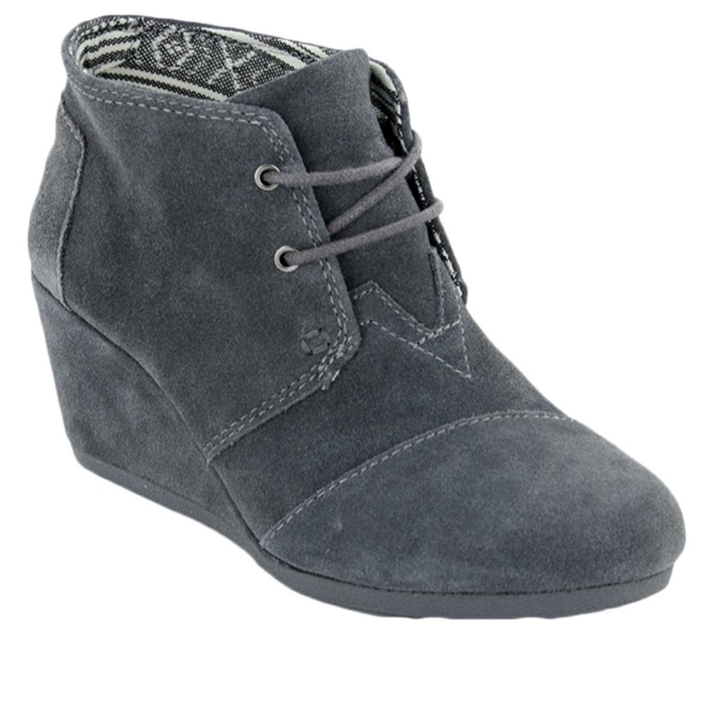 TOMS Desert Wedge Booties Dark Gray